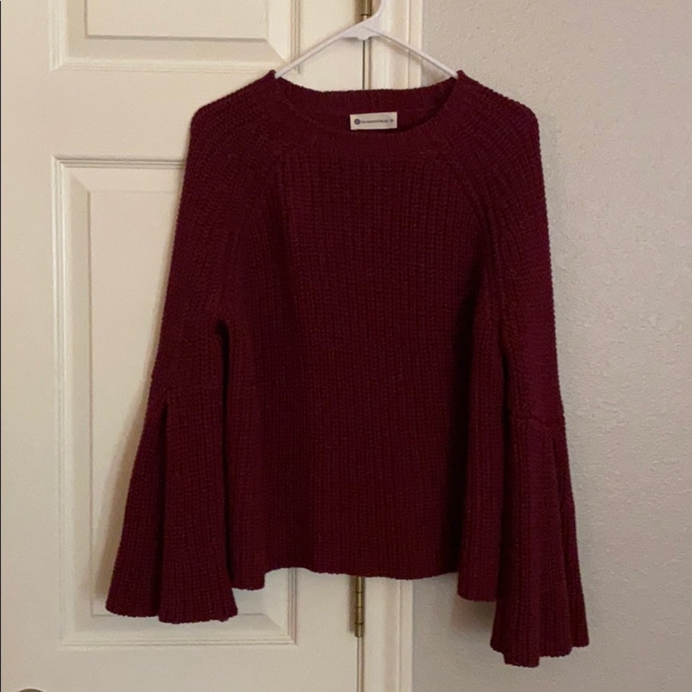 Maroon Bell Sleeve Sweater